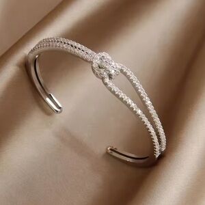 Classic cuff Diamond Silver Bracelet